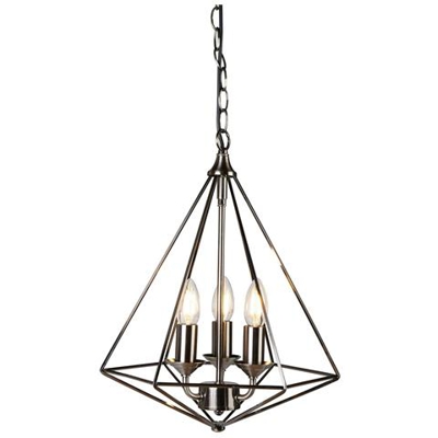 Lampadario A 3 Luci In Argento Antico, Attacco E14