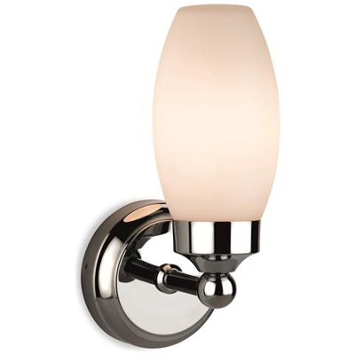 Applique Da Bagno A 1 Luce Cromo Con Vetro Opalino Ip44, E14