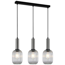 Lampadario Moderno A Sospensione Nichel Satinato A 3 Luci Con Paralume Trasparente, Attacco E27 precio