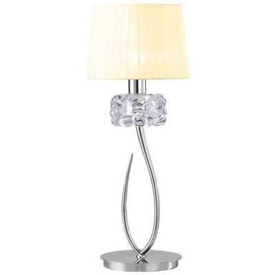 Lampada Da Tavolo 1 Luce E27 Grande, Cromo Lucido Con Paralume Crema