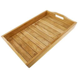 Piatto da bagno con manici in legno di teak certificato spa benessere 60 x 40 x 7 cm en oferta