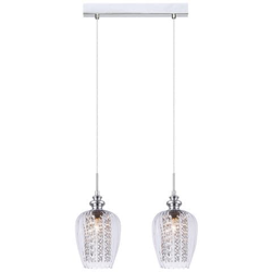 Sospensione Sospensione Cromo 2 Luci Con Paralume In Vetro, E14 precio