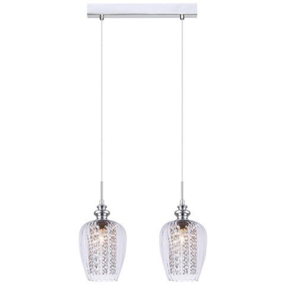 Sospensione Sospensione Cromo 2 Luci Con Paralume In Vetro, E14