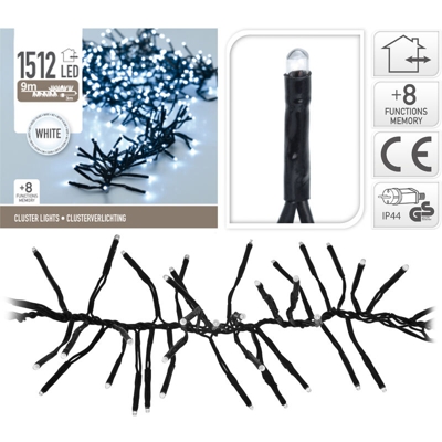 Luci Natale Ghirlanda 1512 Led Bianco Freddo Con Giochi Di Luce Addobbi