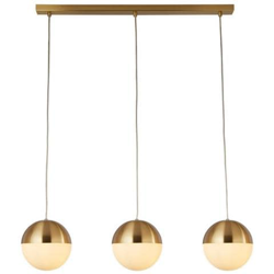 Lampada A Sospensione A 3 Luci, Ottone Satinato Con Vetro Opalino.  sfera Dia180mm precio
