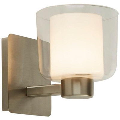 1 Applique Da Parete In Nichel Satinato Chiaro Con Vetro Trasparente E Ip44 Interno Bianco