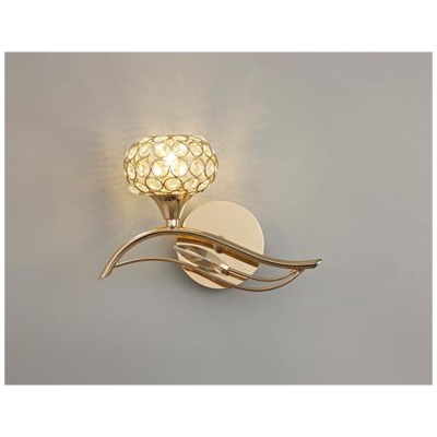 Applique Switched 1 Luce Sinistra Oro Francese, Cristallo