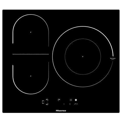 I6337c, Piastra A Induzione, 3 Zone, 1 Con Faretto Gigante 32 Cm, 2 Collegate Tra L'area Bridge, Piano Di Lavoro Da 60 Cm, Blocco Per Bambini E Terminazione Smussata.