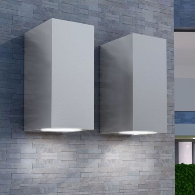 vidaXL Set Lampade da parete per esterno 2 pz - Argento