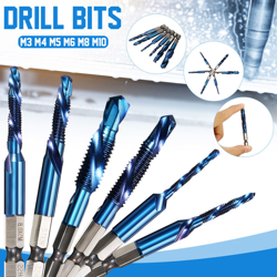 Drillpro - 6 pezzi punte da trapano 1/4 'codolo esagonale HSS filettatura metrica rubinetto a vite in acciaio ad alta velocità punte a spirale per precio