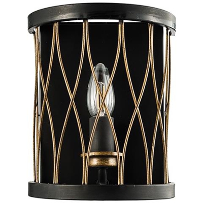 Applique Da Parete A 1 Candela Per Interni Nero Opaco, Effetto Bronzo Rustico, Attacco E14