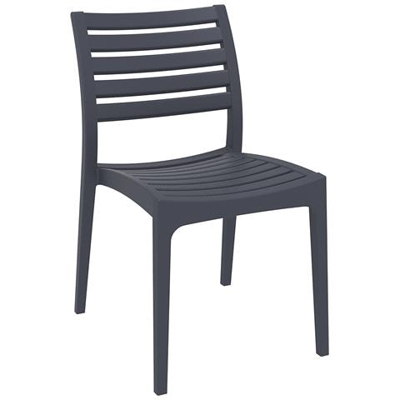 Sedia Impilabile Giardino Ares - Sedia Outdoor in Polipropilene Idrorepellente Contro Raggi UV - Sedia Cucina con Schienale Grigio Scuro