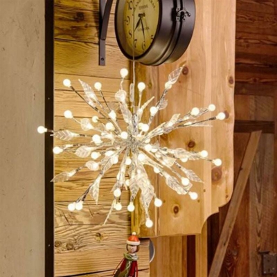 Lotti Importex - Ramo decorato con foglie e luci a led luce calda natale decorazione natalizia