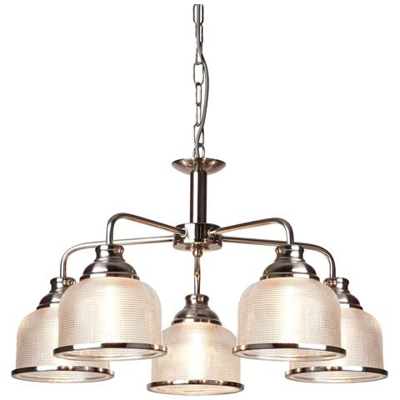 Sospensione A Soffitto A 5 Luci Multibraccio Argento, Bianco, E27