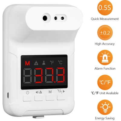 Termometro a infrarossi senza contatto Pistola a parete frontale Allarme di alta temperatura