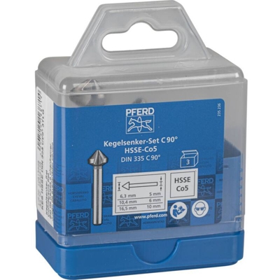 PFERD SET KES HSSE DIN 335 C90° 3 25202155 Kit svasatori conici HSS 1 pz.