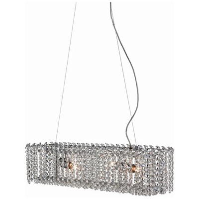 Lampadario A Sospensione A Soffitto In Cristallo A 4 Luci Bar Cromo, E14