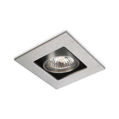 Downlight Da Incasso Quadrato 1 Luce In Acciaio Spazzolato, Gu10