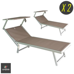 Lettino Piscina X2 Mare Spiaggia Alluminio Parasole Regolabile 2 Posizioni Tortora características