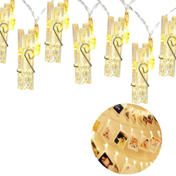 Catena Luminosa 16 LED con Mollette Ghirlanda stringa Clip per Appendere le Foto en oferta
