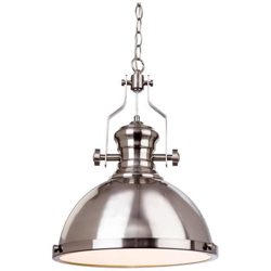 Sospensione A Soffitto A 1 Luce A Cupola In Acciaio Satinato, Attacco E27 en oferta