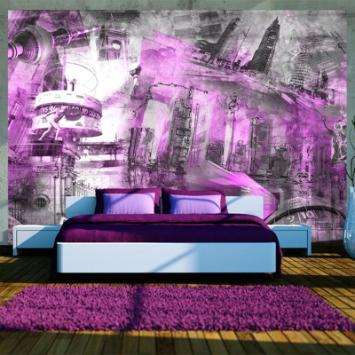 Fotomurale carta da parati - Berlino - collage (viola) | 350x245