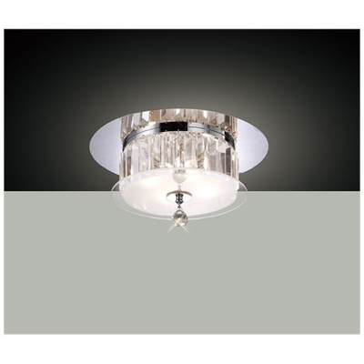Plafoniera Rotonda 4 Luci Cromo Lucido, Vetro, Cristallo