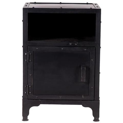 Comodino Industriale Metallo Nero Factory