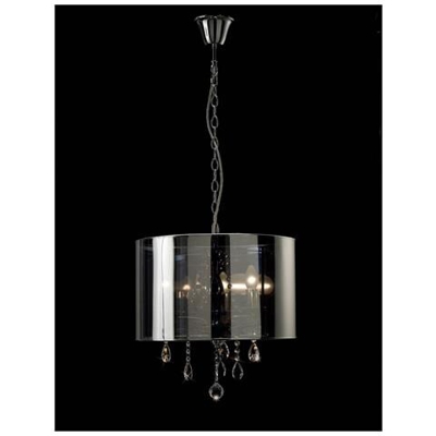 Sospensione A Soffitto Con Paralume Cromato A 3 Luci Cromo Lucido, Cristallo