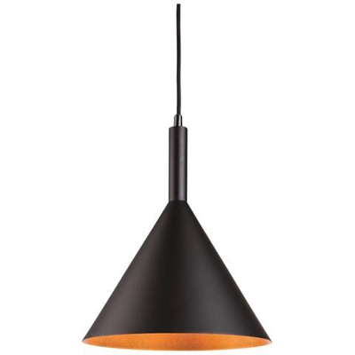 Lampadario A 1 Luce A Cupola Nera Con Interno Dorato, Attacco E27