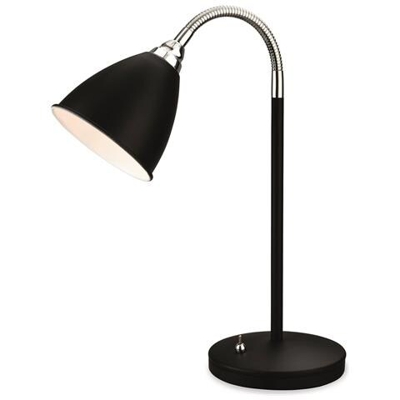 Lampada Da Tavolo 1 Luce Nera Con Cromo, E14