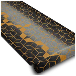 Passatoia Gommata 133 Cm Heksagon Esagono Nero / Oro Nero 133x680 Cm en oferta