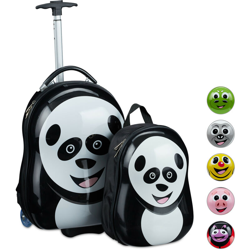 Valigia per Bambini con Zaino, con Panda Decorativo, per Bimbe & Bimbi, Misure HxLxP: 46 x 30 x 25 cm, Nero características