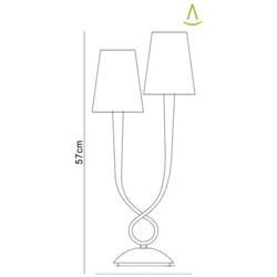 Lampada Da Tavolo 2 Luci E14, Verniciata Argento Con Paralumi Neri características