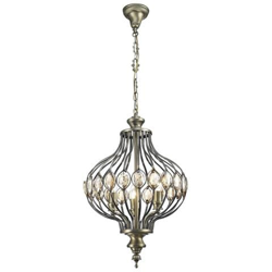 Sospensione A Soffitto 3 Luci E14 Ottone Antico, Cristallo Ambra en oferta