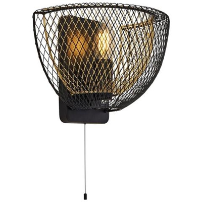 1 Applique Leggera In Rete A Doppio Strato - Esterno Nero Con Interno Dorato