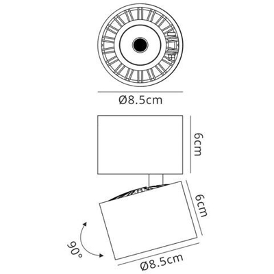 Faretto 8,5cm Rotondo 12w Led 3000k, 1040lm, Bianco Opaco
