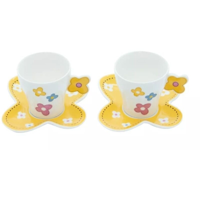 Casa Collection - Confezione 6 Tazzine da Caffe' con Piattino Flower New Bone China