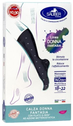 SAUBER CALZA DONNA FANTASIA FILATO Q-SKIN 140 DEN JEANS POIS BIANCHI TAGLIA M PROMO en oferta