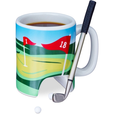 Tazza Golf con Mazza, con Penna nel Putter e 2 Palline, Divertente Idea Regalo, Mug per Caffè, Cup, colorata