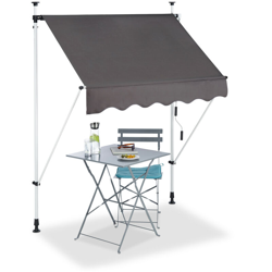 Tenda da sole per balcone a manovella regolabile resistente agli UV poliestere larghezza 150 cm grigio precio
