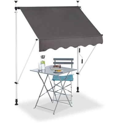 Tenda da sole per balcone a manovella regolabile resistente agli UV poliestere larghezza 150 cm grigio