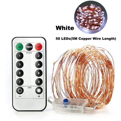 8 remota USB stringa di rame funzionale della stringa LED luce del Natale campeggio luci di Halloween di nozze stella illumina umore luce bianca 5 m