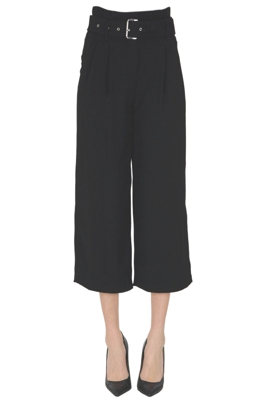 Cropped paper-bag trousers