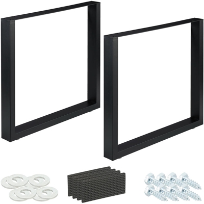 Gambe da Tavolo Industrial, Set da 2, LxH: 80 x 72 cm, Piedi per Mobili, Struttura in Ferro, Tavolino, nero