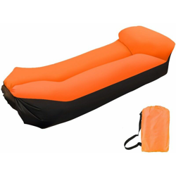 Divano gonfiabile per esterni con cuscino senza pompa, divano gonfiabile portatile per dormire impermeabile per viaggi e campeggio (arancione). en oferta