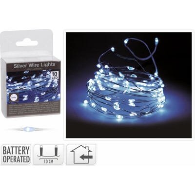 Peragashop - OFFERTA 4 CONFEZIONI 10 MICROLED LINEARI LUCI BIANCO FREDDO A BATTERIA LUCI DI NATALE ADDOBBI PRESEPI