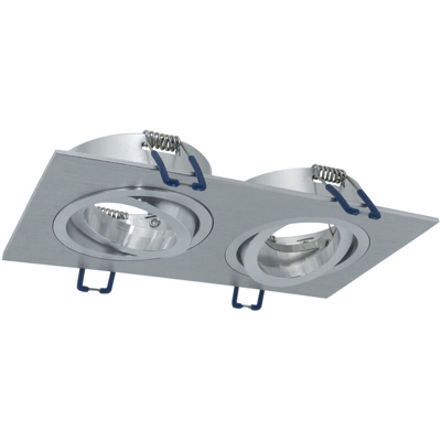 Zeitnet Inc. - Portafaretto argentato rettangolare incasso 155x80mm 2 lampade orientabili GU10