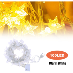 BZ1091 UE 100LED smerigliato Lampada pentagramma casa albero di Natale la luce decorativa della stringa lampada a sospensione bianco caldo carico M1-4 precio