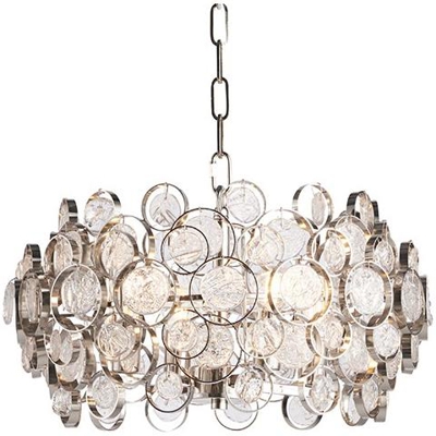 Lampada A Sospensione In Nichel Lucido E Vetro Trasparente 4 Luci Dimmerabili Ip20 - E14